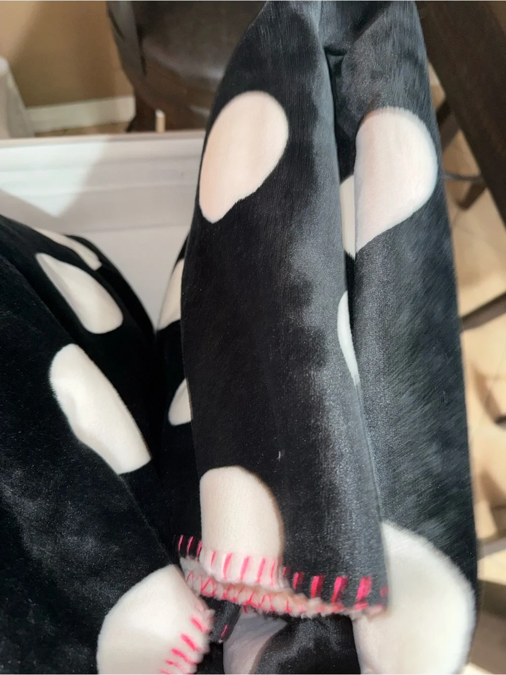 Victoria Secret Pink Black and White Polka Dot Plush Throw Blanket